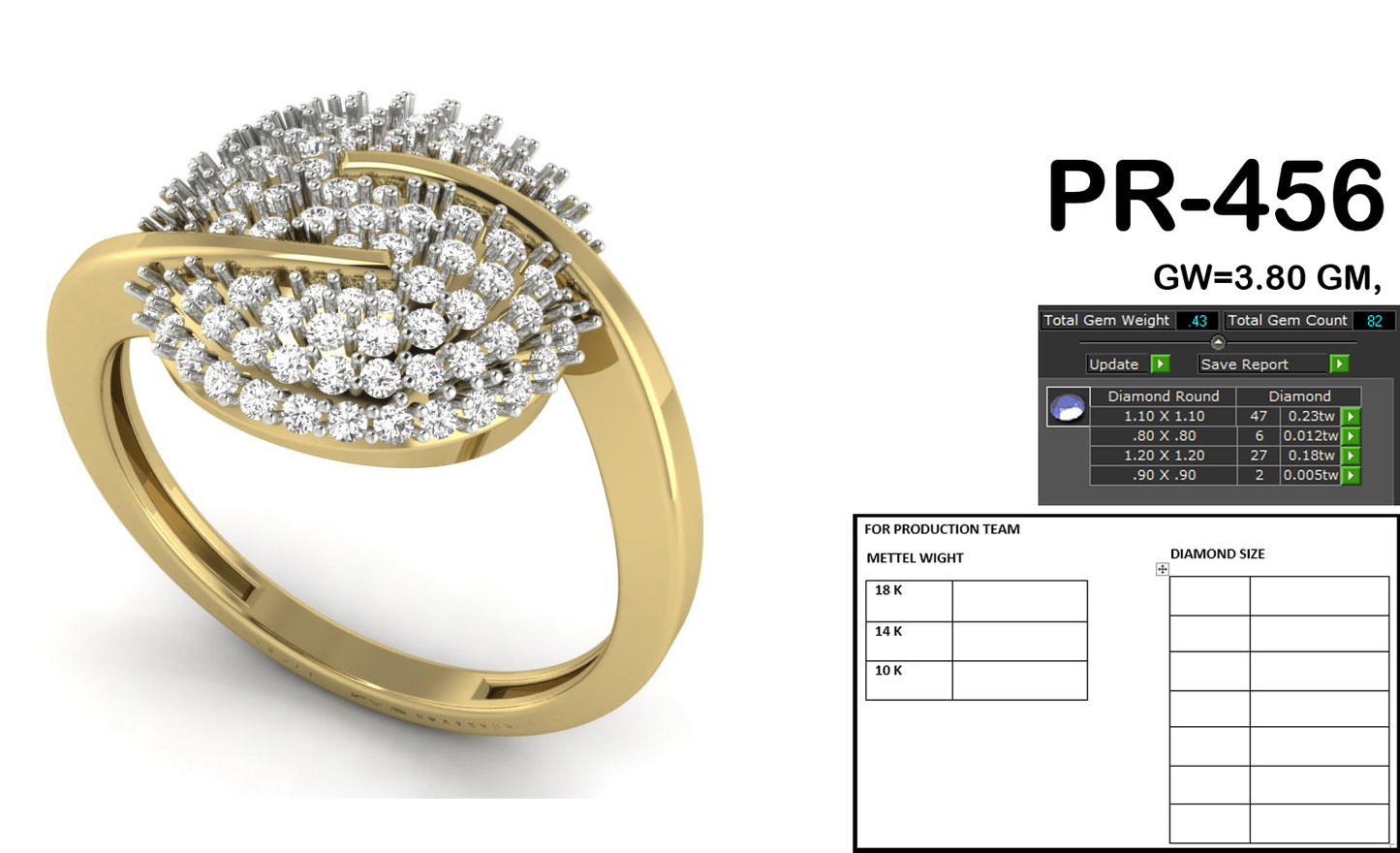 3D Jewelry Files Ring Model 3DM STL PR-456-DIA