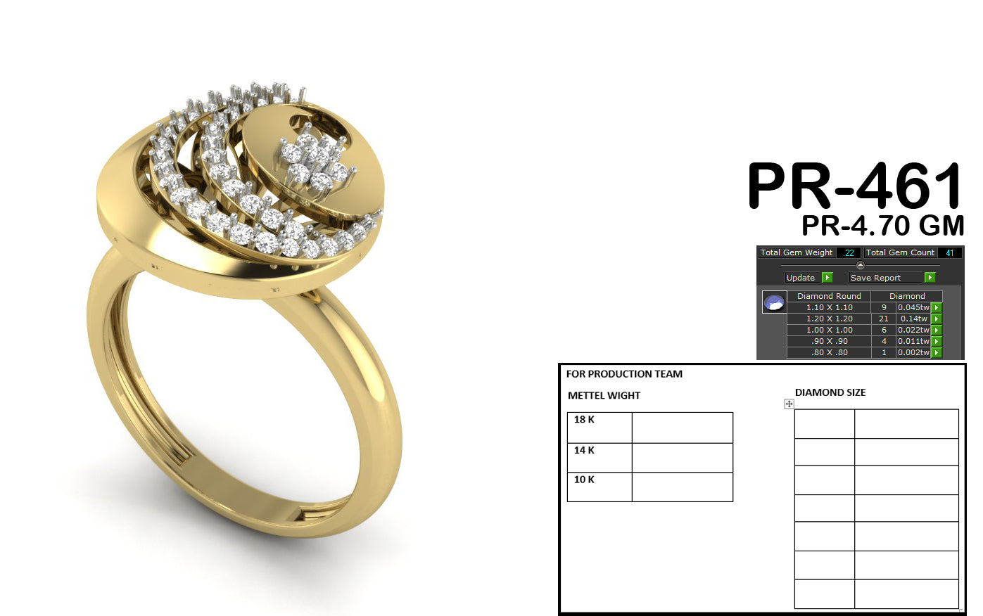 3D Jewelry Files Ring Model 3DM STL PR-461-DIA