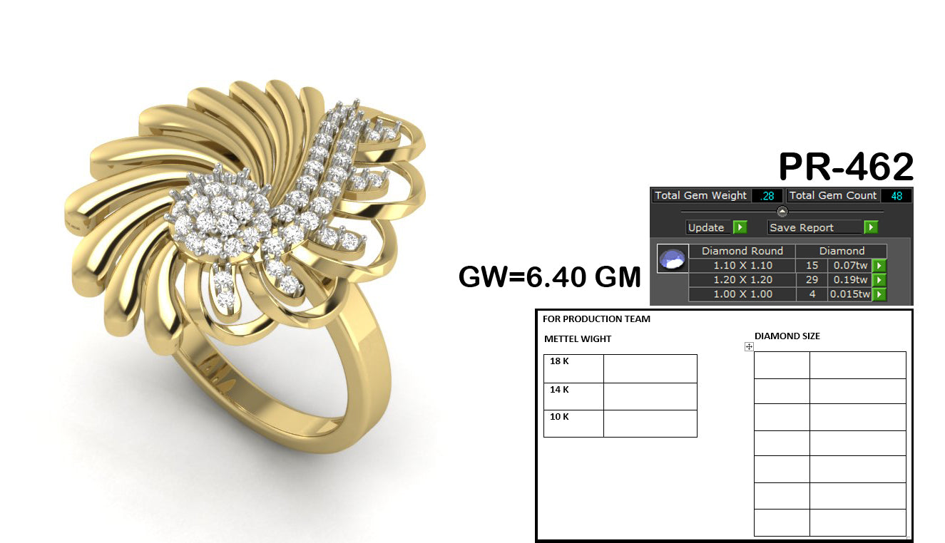 3D Jewelry Files Ring Model 3DM STL PR-462-DIA