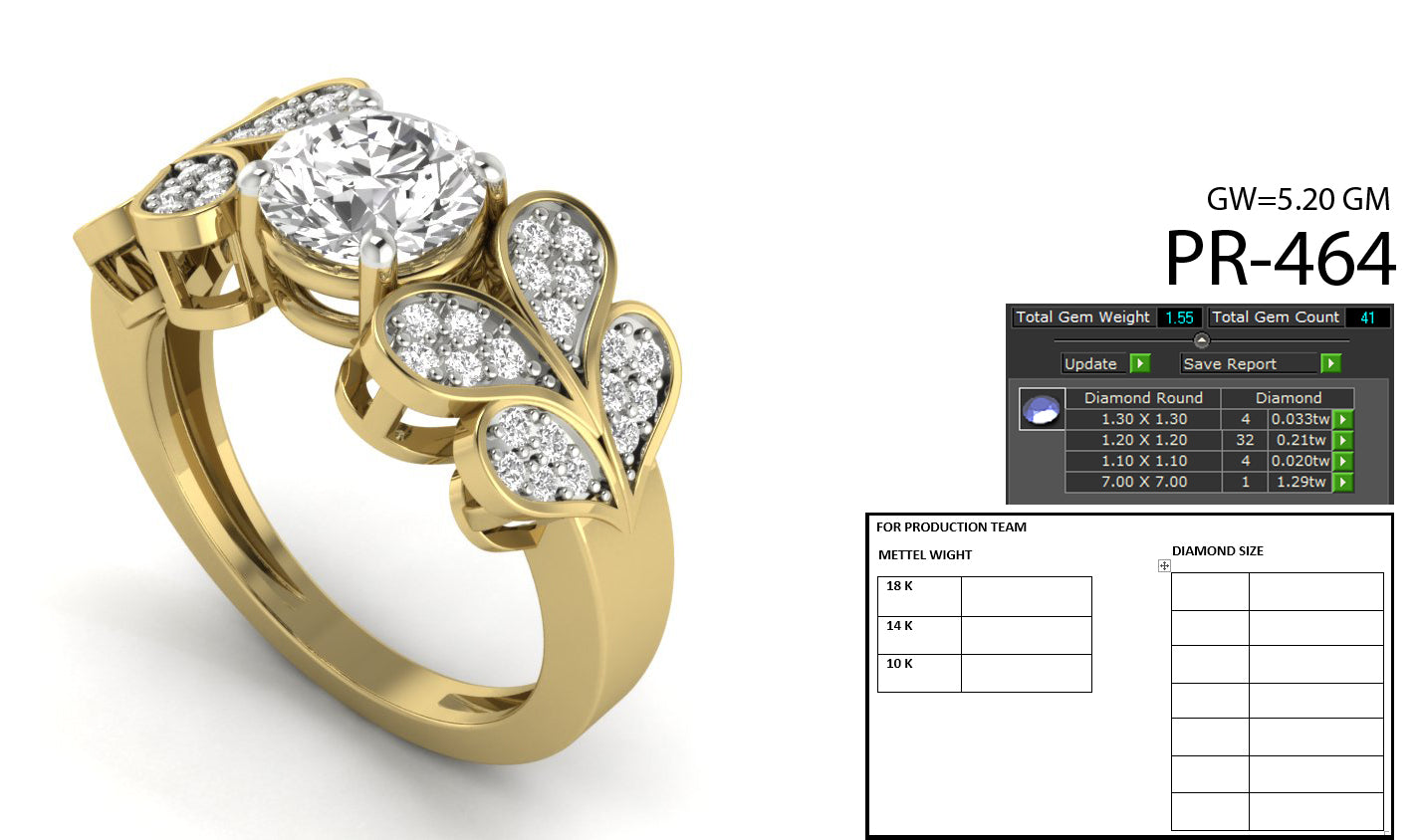 3D Jewelry Files Ring Model 3DM STL PR-464-DIA