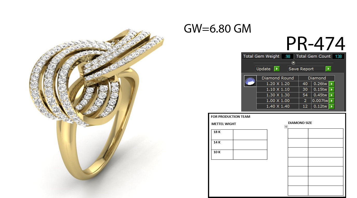 3D Jewelry Files Ring Model 3DM STL PR-474-DIA