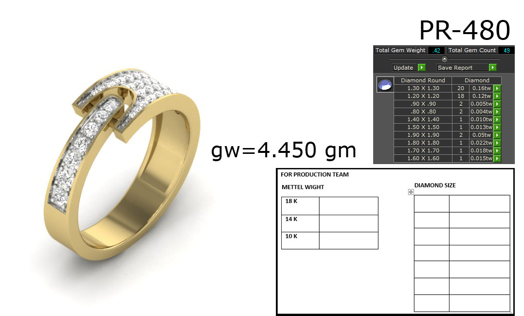 3D Jewelry Files Ring Model 3DM STL PR-480-DIA