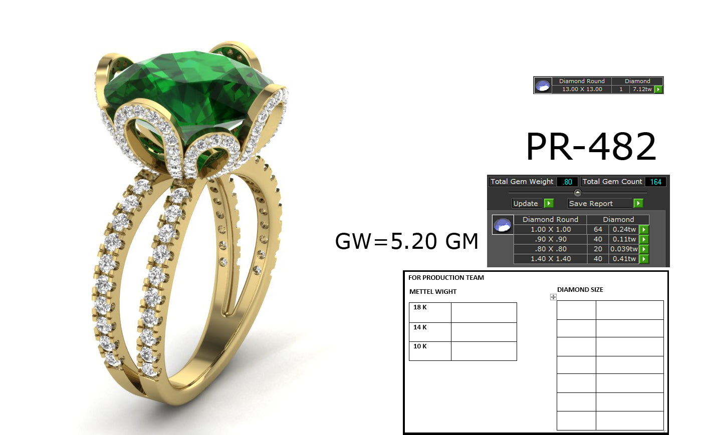 3D Jewelry Files Ring Model 3DM STL PR-482-DIA