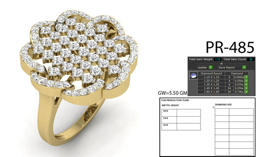 3D Jewelry Files Ring Model 3DM STL PR-485-DIA