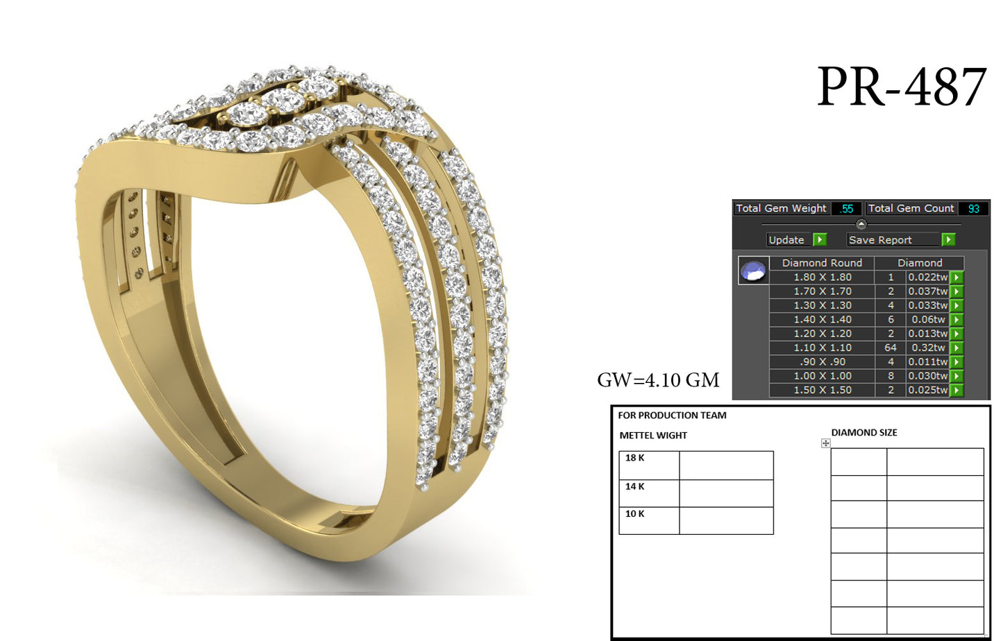 3D Jewelry Files Ring Model 3DM STL PR-487-DIA