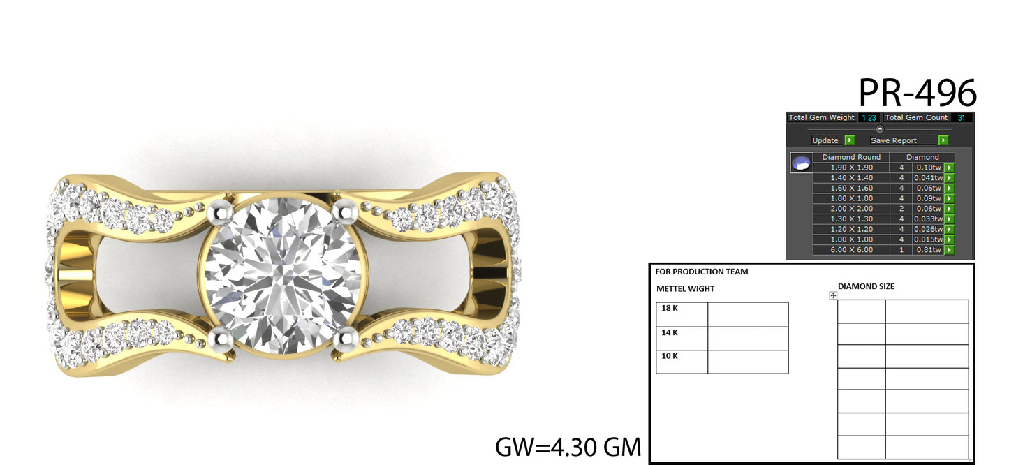 3D Jewelry Files Ring Model 3DM STL PR-496-DIA