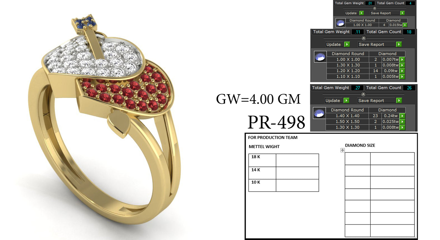 3D Jewelry Files Ring Model 3DM STL PR-498-DIA