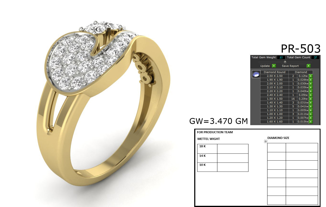 3D Jewelry Files Ring Model 3DM STL PR-503-DIA