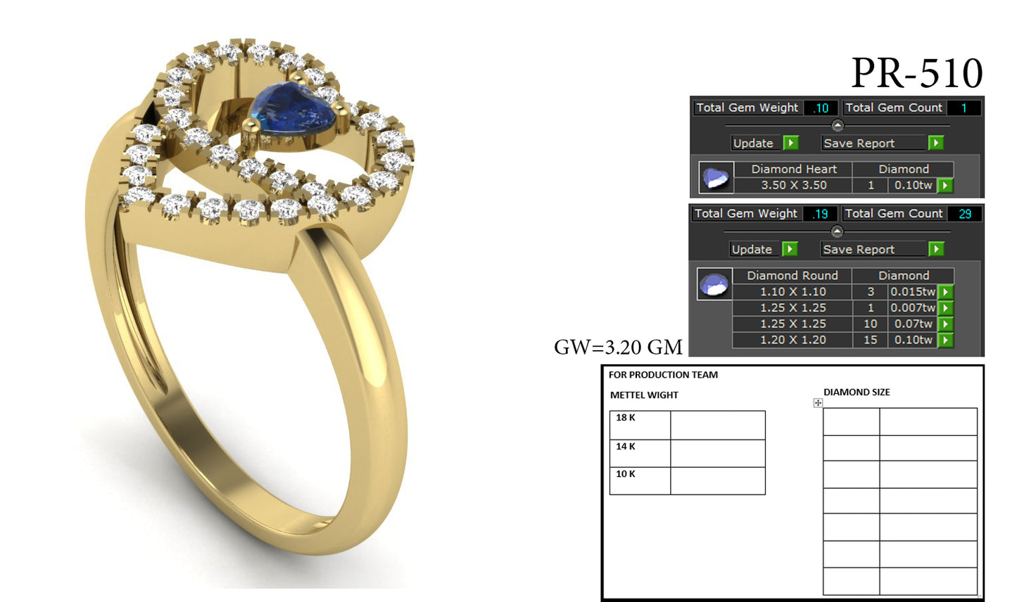 3D Jewelry Files Ring Model 3DM STL PR-510-DIA