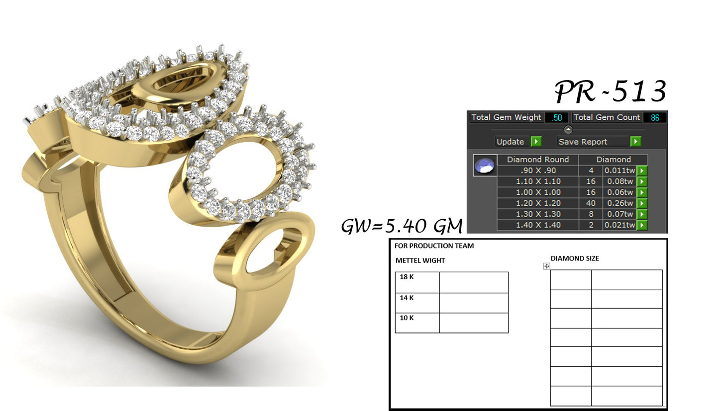 3D Jewelry Files Ring Model 3DM STL PR-513-DIA