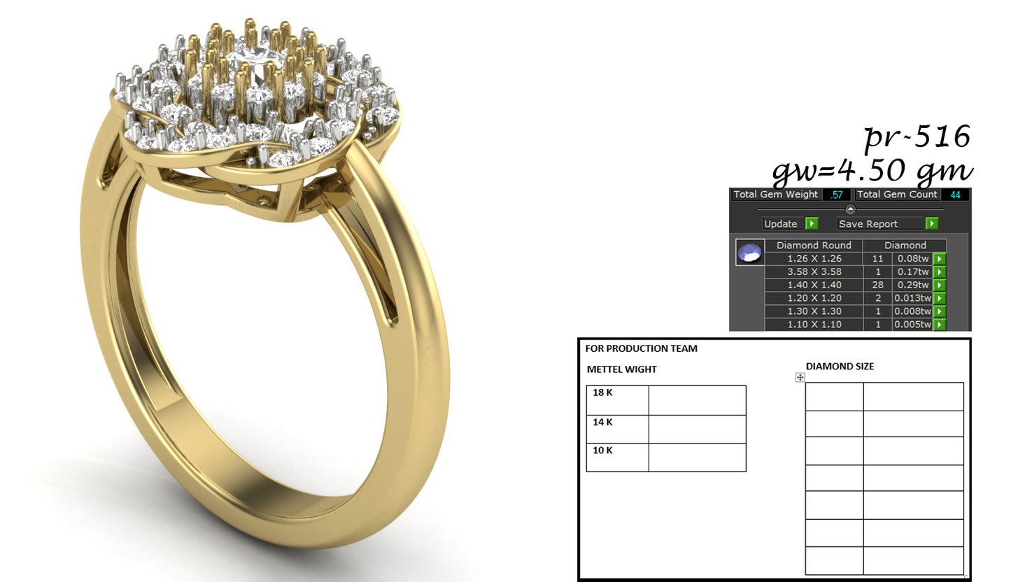 3D Jewelry Files Ring Model 3DM STL PR-516-DIA