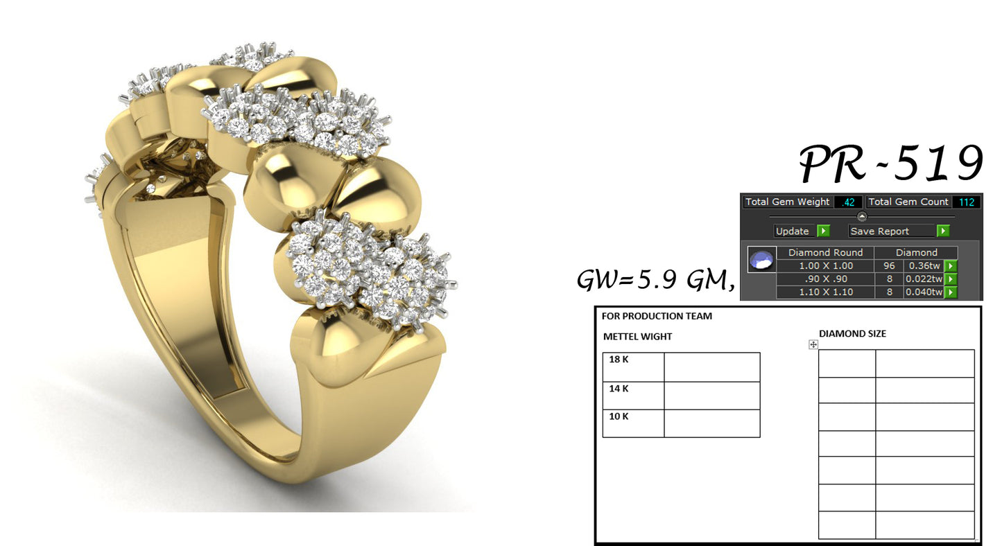 3D Jewelry Files Ring Model 3DM STL PR-519-DIA