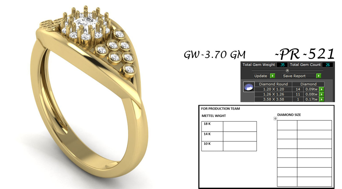 3D Jewelry Files Ring Model 3DM STL PR-521-DIA