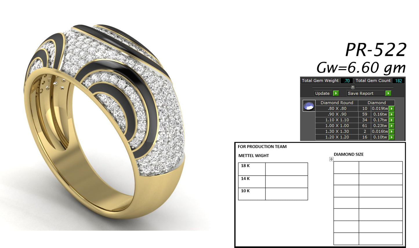 3D Jewelry Files Ring Model 3DM STL PR-522-DIA