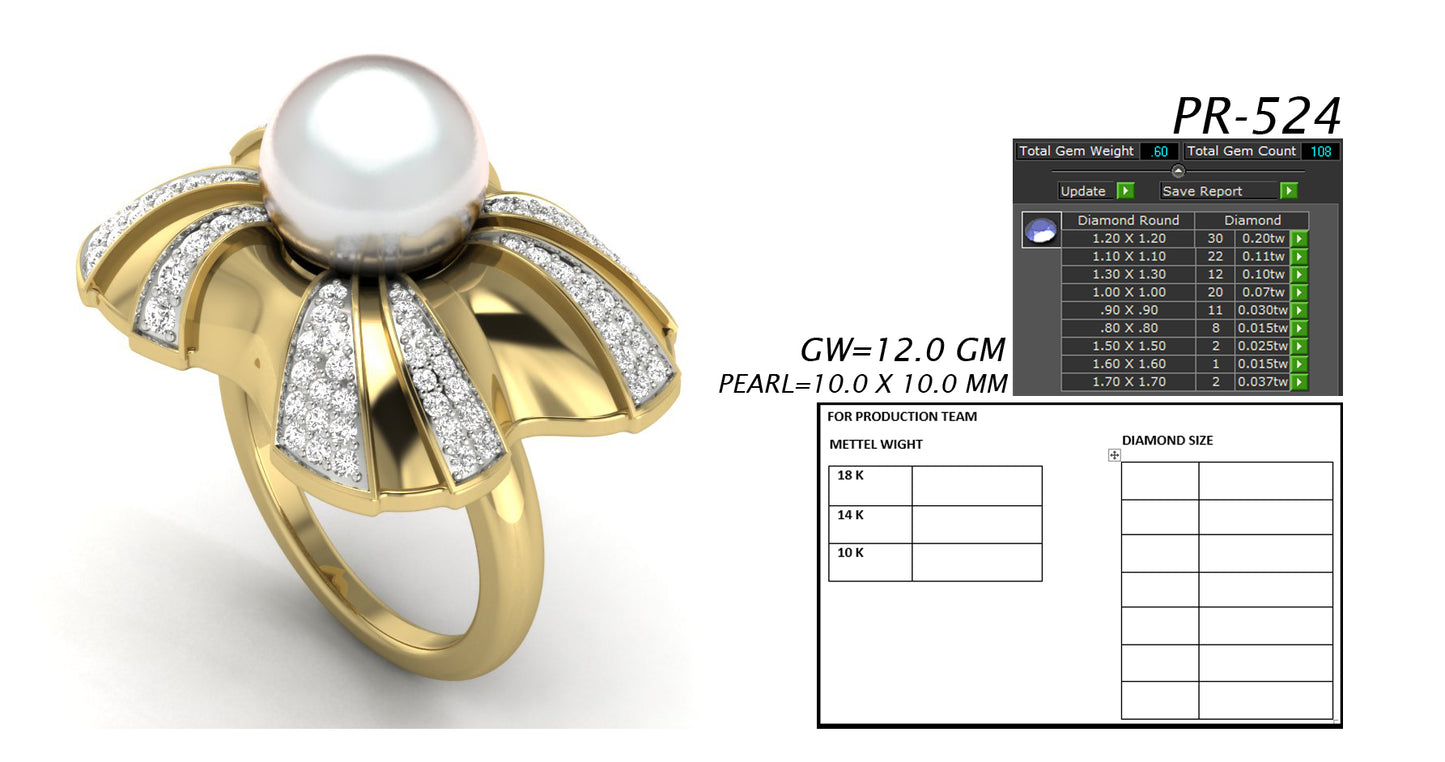 3D Jewelry Files Ring Model 3DM STL PR-524-DIA