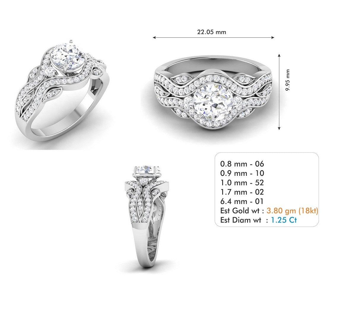 3D Jewelry Files Ring Model 3DM STL R-3722