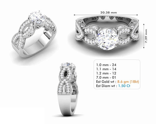 3D Jewelry Files Ring Model 3DM STL R-6558