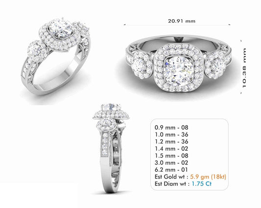 3D Jewelry Files Ring Model 3DM STL R-6564