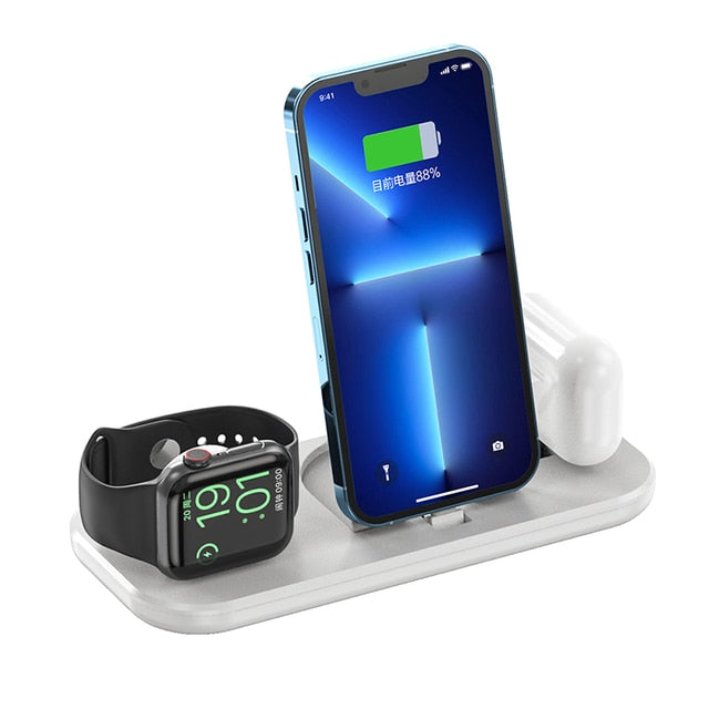 Get Your Devices Charged Fast with the 3 in 1 Wireless Charging Base - iPhone, Apple Watch, and Airpods All at Once!