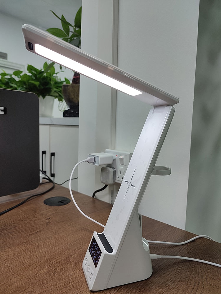 Stay Productive and Organized with the 15W 3 in 1 QI Wireless Charger LED Desk Lamp with Alarm Clock