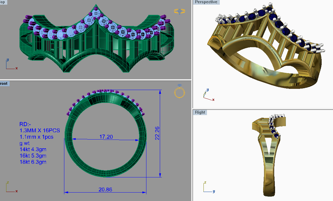 3D Jewelry Files Ring Model 3DM STL FR 14